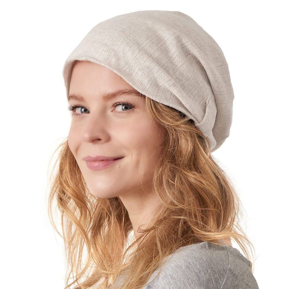 7026 Slouchy Summer Beanie - Cotton Slouch Hat Chemo Cap White
